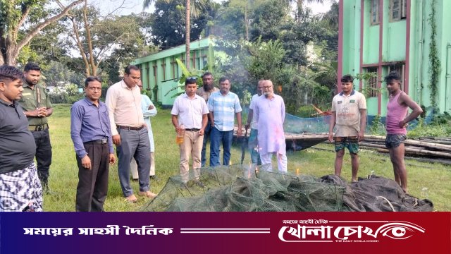 রাণীনগরে ভ্রাম্যমাণ আদালতের অভিযানে জাল জব্দ ও জরিমানা