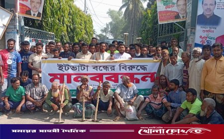 নওগাঁর আত্রাইয়ে ইটভাটা বন্ধের বিরুদ্ধে মানববন্ধন ও স্মারকলিপি প্রদান