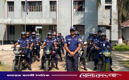 কাউখালীতে পুলিশের মহড়া, জন-নিরাপত্তায় সর্বোচ্চ সতর্কতা