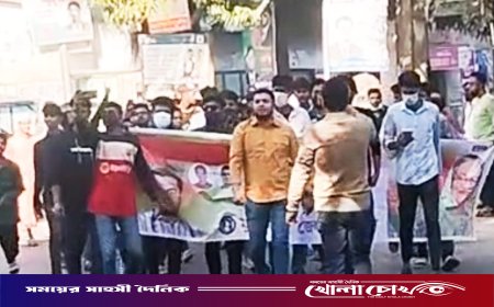 সিরাজদীখানে প্রকাশ্যে পুলিশের সামনে নিষিদ্ধ ছাত্রলীগ-যুবলীগের মিছিল