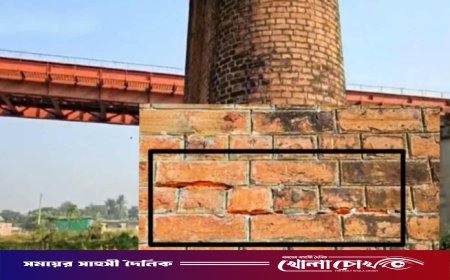 ভূমিকম্পে ঘোড়াশাল রেলসেতুর দুই পিলারে ফাটল