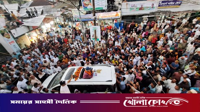 ধানের শীষের প্রার্থী সাচিং প্রু জেরীর আগমনে উৎসাহ–উদ্দীপনা