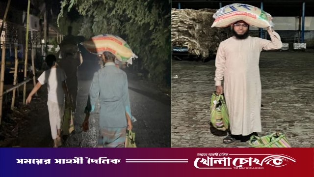 অন্ধকার রাতে দরিদ্র মানুষের দুয়ারে খাদ্যসামগ্রী পৌঁছে দিলেন এমপি প্রার্থী রায়হান জামিল