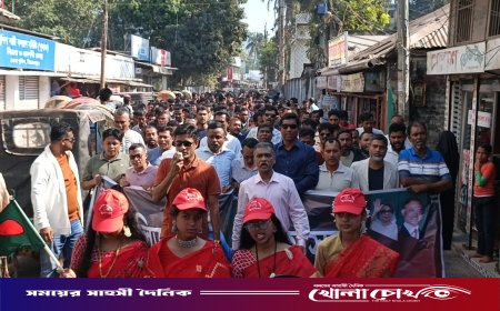 তারেক রহমানের স্বদেশ প্রত্যাবর্তন উপলক্ষে পিরোজপুর জেলা যুবদলের আনন্দ মিছিল অনুষ্ঠিত