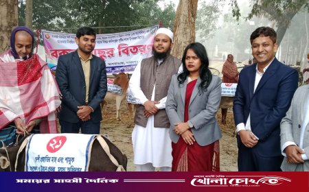 আলফাডাঙ্গায় জেলেদের মাঝে বকনা বাছুর বিতরণে খুশি সুফলভোগীরা