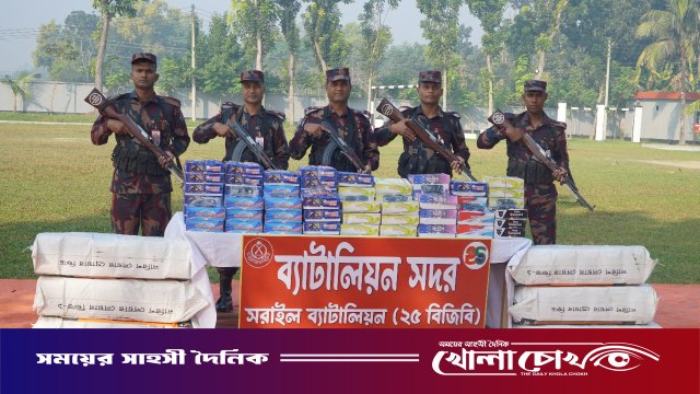 সরাইল ব্যাটালিয়ন (২৫ বিজিবি) কর্তৃক মাদকদ্রব্য ও বিপুল পরিমাণ ভারতীয় উন্নতমানের সানগ্লাস আটক