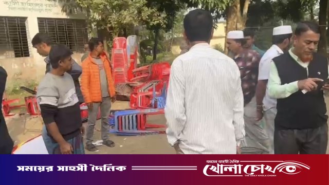 বেগমগঞ্জে বরকত উল্লাহ বুলুর নির্বাচনী কমিটির সভায় মুখোশধারীদের হামলা-ভাঙচুর