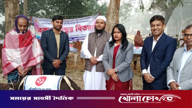 আলফাডাঙ্গায় জেলেদের মাঝে বকনা বাছুর বিতরণে খুশি সুফলভোগীরা