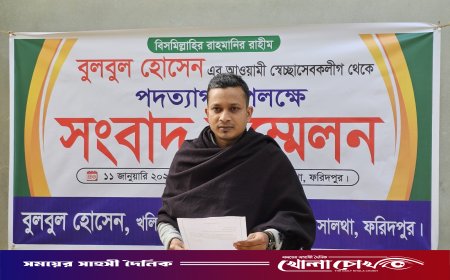 সংবাদ সম্মেলন করে পদত্যাগ করলেন সালথা স্বেচ্ছাসেবক লীগ নেতা বুলবুল