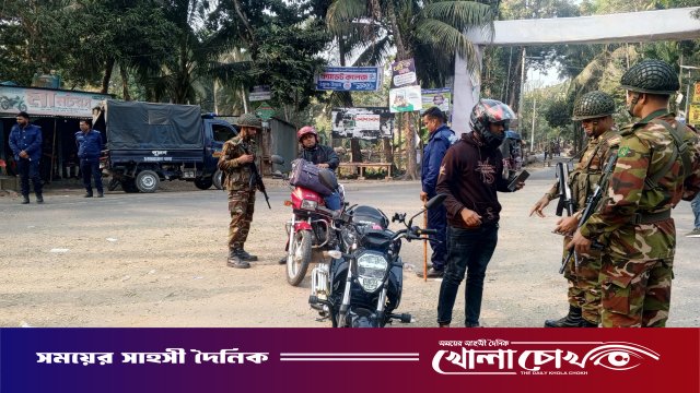 চরভদ্রাসনে সেনাবাহিনী-পুলিশের যৌথ চেকপোস্ট, ফিরছে ভোটের আস্থা
