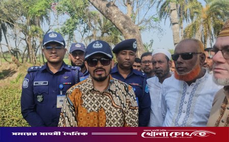 নগরকান্দায় আমজেদ মোল্লা হত্যা: ঘটনাস্থল পরিদর্শনে ফরিদপুরের পুলিশ সুপার