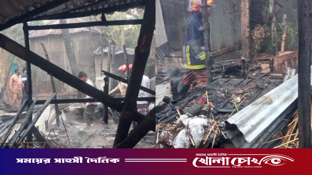 সালথায় ভয়াবহ অগ্নিকাণ্ডে কৃষকের বসতঘর ভস্মীভূত, খোলা আকাশের নিচে পরিবার