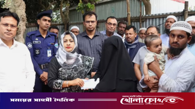 কর্তব্যরত অবস্থায় প্রয়াত পোলিং অফিসারের পরিবারের পাশে ব্রাহ্মণবাড়িয়া জেলা প্রশাসন