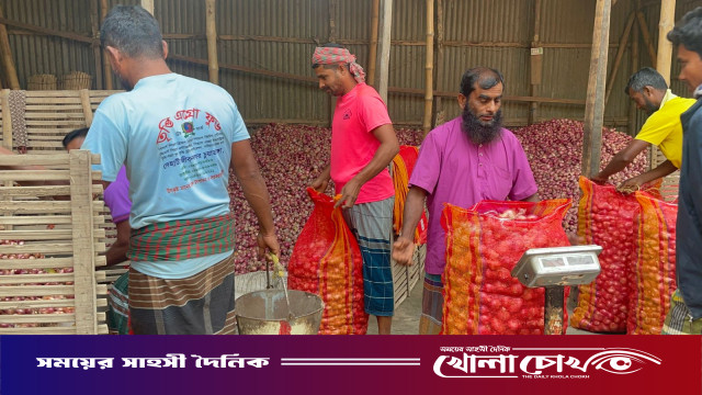 সালথায় ১ মন পেঁয়াজের দামে মিলছে ১ কেজি গরুর মাংস, হতাশ চাষিরা