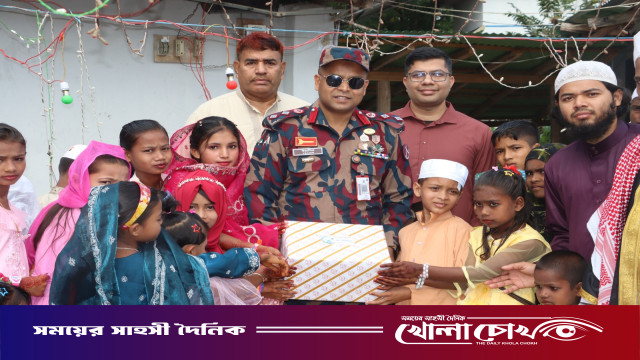 বলিপাড়ায় মাদ্রাসার শিক্ষার্থীদের সাথে বিজিবি জোন কমান্ডারের ঈদ আনন্দ ভাগাভাগি