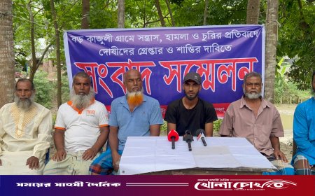 ফরিদপুরে সন্ত্রাস, হামলা ও চুরির প্রতিবাদে গ্রামবাসীর সংবাদ সম্মেলন