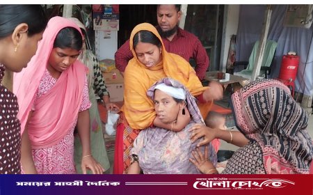 নগরকান্দায় গোল্ডেন লাইন বাসের ধাক্কায় নারী আহত, বাস আটকে স্থানীয়দের বিক্ষোভ