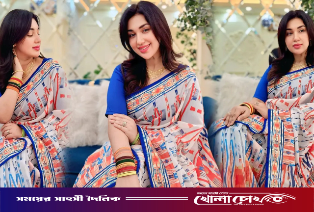 বৈশাখী সাজে নতুন বছরের শুভেচ্ছা জানালেন অপু বিশ্বাস