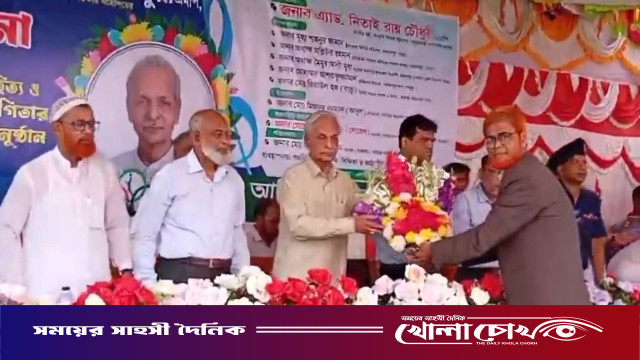 মহম্মদপুরে সংস্কৃতিমন্ত্রী এ্যাড. নিতাই রায় চৌধুরী- এমপিকে সংবর্ধনা