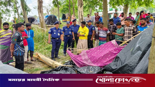 আত্রাইয়ে কালবৈশাখী ঝড়ে গাছ পড়ে অন্তঃসত্ত্বা বেদে পল্লীর গৃহবধূর মৃত্যুে: পরিদর্শনে এসপি তারিকুল ইসলাম