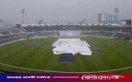 বৃষ্টির বাগড়ায় তৃতীয় দিনের খেলা স্থগিত, লড়াই জারি রেখেছে পাকিস্তান