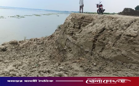 দৌলতপুরে নদী ভাঙ্গনের মাঝেই রাতের আঁধারে মাটি কাটছে ইটভাটা মালিক