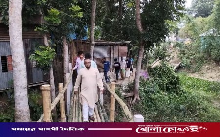 নিজস্ব অর্থায়নে বাঁশের সেতু নির্মাণ, এলাকাবাসীর প্রশংসায় শাখাওয়াত হোসেন খান