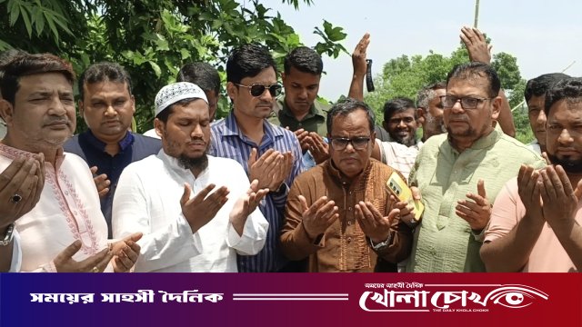 নগরকান্দার তালমায় চলমান খাল পুনঃখনন কাজের দোয়া অনুষ্ঠিত