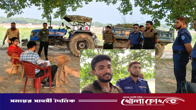 ফরিদপুরের মধুখালী উপজেলার মধুমতি নদীর তীরে অবৈধ ভাবে মাটি কাটায় যুবকের জেল ও জরিমানা