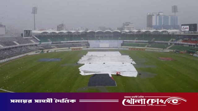 বৃষ্টির বাগড়ায় তৃতীয় দিনের খেলা স্থগিত, লড়াই জারি রেখেছে পাকিস্তান