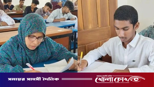 ছেলের সঙ্গে এসএসসি পরীক্ষা দিচ্ছেন ৪০ বছরের জননী