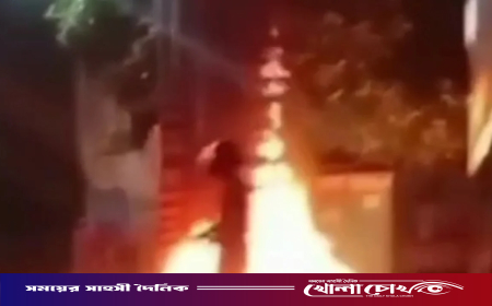 হাসিনা আসবে স্লোগান দিয়ে জুলাই স্মৃতিস্তম্ভে আগুন