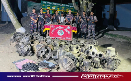 সোনামসজিদ সীমান্তে ভারতীয় ট্রাকের যন্ত্রাংশসহ চোরাকারবারি আটক