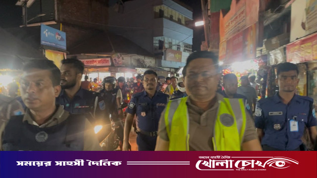 নাশকতা প্রতিরোধে সালথা থানা পুলিশের ব্যতিক্রমী মহড়া