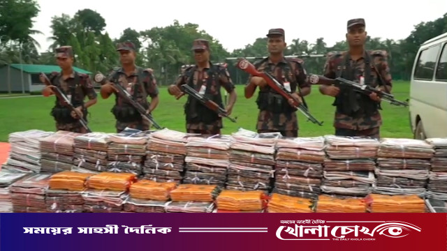 বিজয়নগরে ২৫ বিজিবির অভিযান: কোটি টাকার ভারতীয় শাড়ি ও মাইক্রোবাস জব্দ