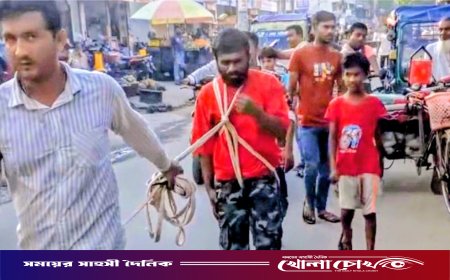 চুরির অভিযোগে যুবককে দড়ি বেঁধে ঘোরানোর ভিডিও ভাইরাল, পাঠানো হলো কারাগারে