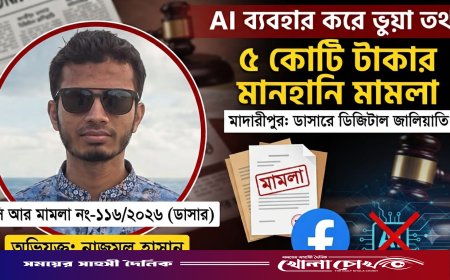 মাদারীপুরে এআই প্রযুক্তি ব্যবহার করে ভুয়া তথ্য ছড়ানোর অভিযোগে ৫ কোটি টাকার মানহানি মামলা