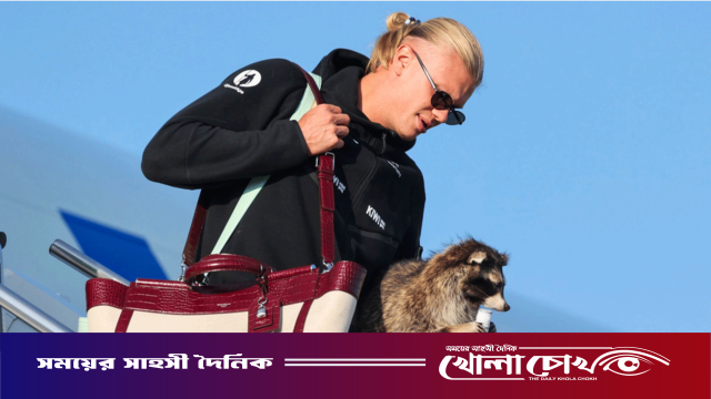রাকুন হাতে বিমান থেকে নেমে ভাইরাল হালান্ড