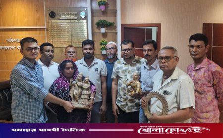 নগরকান্দায় উদ্ধার হওয়া মূর্তি আদালতের নির্দেশে মন্দির কর্তৃপক্ষের জিম্মায় হস্তান্তর