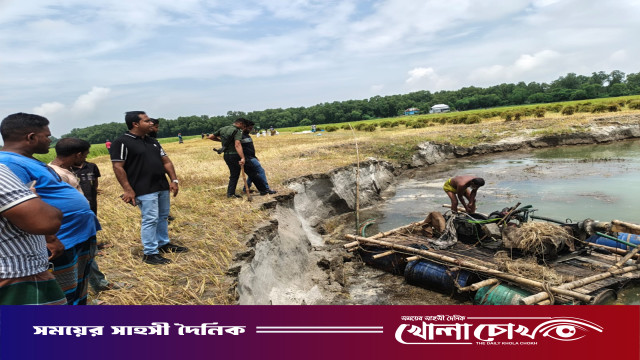 চরভদ্রাসনে অবৈধ বালু উত্তোলনে জরিমানা, ৩টি মেশিন ধ্বংস