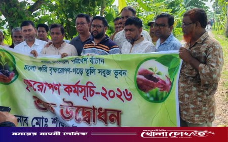 ভাঙ্গায় পরিবেশ সুরক্ষায় সৎসঙ্গ সোসাইটির তালগাছের চারা রোপণ কর্মসূচি