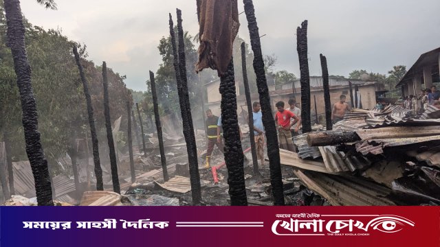 বলীপাড়া বাজারে ভয়াবহ অগ্নিকাণ্ড: ১৩ দোকান পুড়ে ছাই, কোটি টাকার ক্ষতি