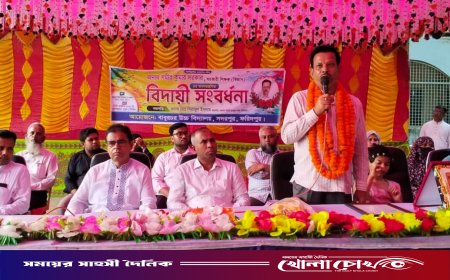 বাবুরচর উচ্চ বিদ্যালয়ে শিক্ষক সমীর কুমারকে রাজকীয় ও আবেগঘন বিদায় সংবর্ধনা