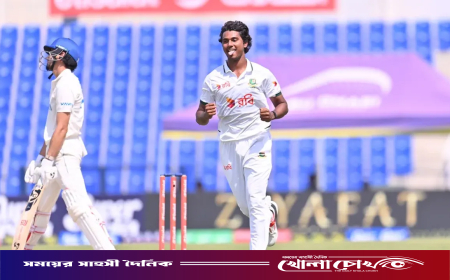 বাংলাদেশের প্রথম পেসার হিসেবে টেস্টে হাসানের হ্যাটট্রিক