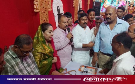 নীলটুলী সার্বজনীন দুর্গাপূজা মন্দির পরিদর্শন করলেন চৌধুরী নায়াব ইউসুফ