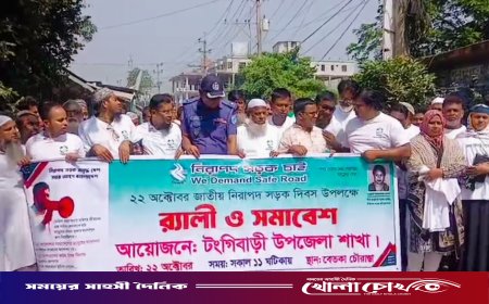 টঙ্গীবাড়ীতে জাতীয় নিরাপদ সড়ক দিবসে ‘নিসচা’র বর্ণাঢ্য র‍্যালি ও সমাবেশ