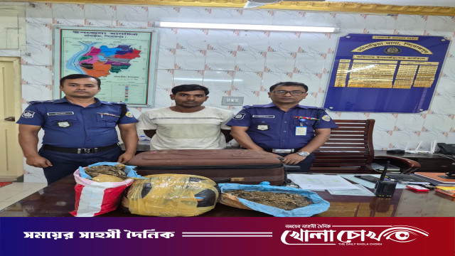 মঠবাড়িয়ায় ট্রলি ব্যাগভর্তি ৪ কেজি গাঁজাসহ যুবক গ্রেপ্তার, পলাতক ১