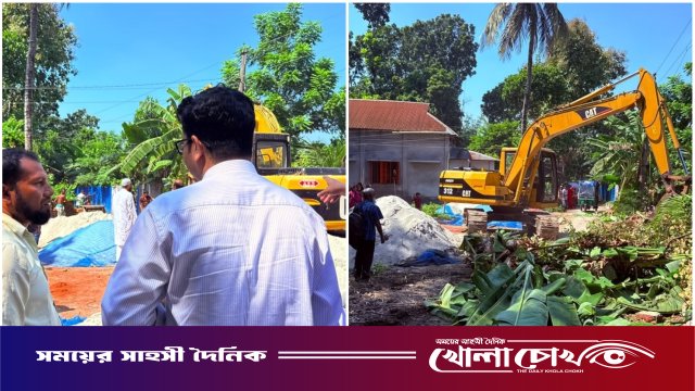 নগরকান্দায় সরকারি হালটের অবৈধ স্থাপনা উচ্ছেদ করলেন সহকারী কমিশনার