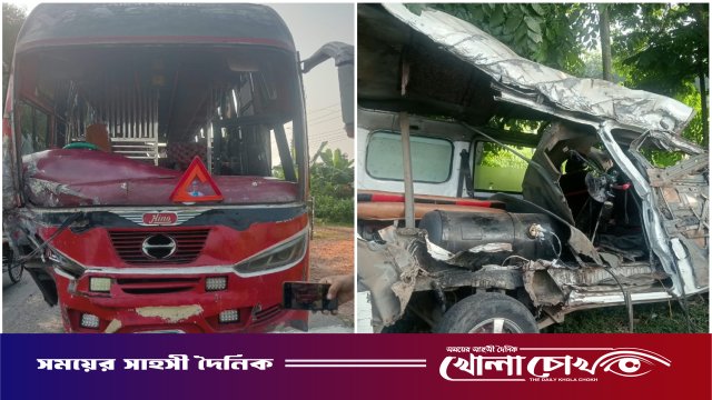 মধুখালীতে বাস-অ্যাম্বুলেন্স মুখোমুখি সংঘর্ষ: নারীসহ নিহত ৩, আহত ৩